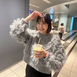 Super soft faux fur Gray Sweater NWT